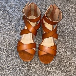 Brown strappy sandals/block heels